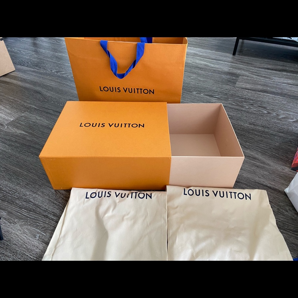 Louis Vuitton Shoe Box and dust covers.
